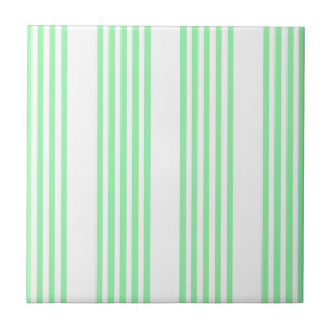 Green and white five stripes pattern ceramic tile