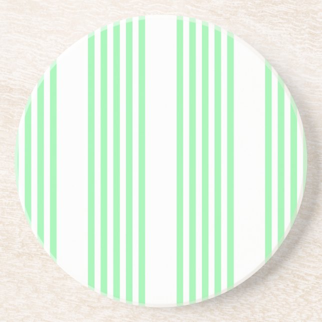 Green and white five stripes pattern coaster (Front)