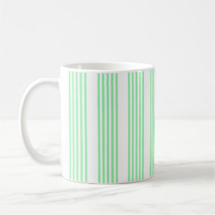 Green and white five stripes pattern coffee mug