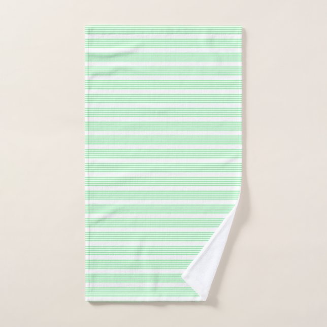 Green and white five stripes pattern hand towel (Hand Towel)