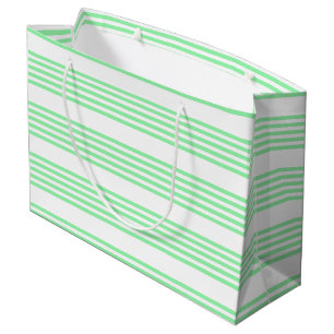 Green and white five stripes pattern large gift bag