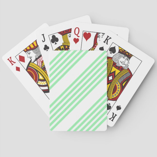 Green and white five stripes pattern playing cards (Back)