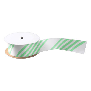Green and white five stripes pattern satin ribbon