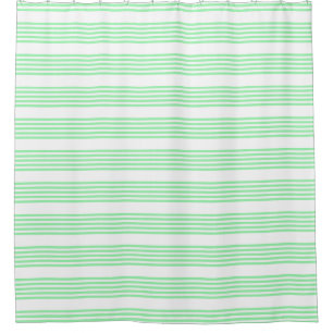 Green and white five stripes pattern shower curtain