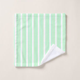 Green and white five stripes pattern wash cloth