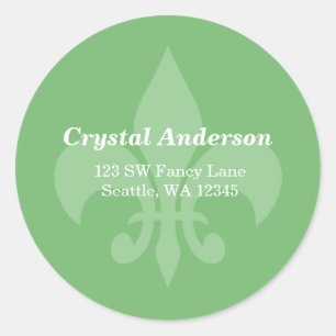 Green and White Fleur-De-Lis Custom Address Label