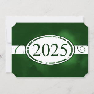 Green and White Floral Button 2025 Card