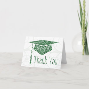 Green and White Floral Cap Thank You Card
