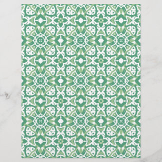 Green and white Floral Pattern Scrapbook Paper