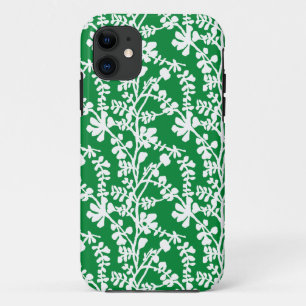 Green And White Floral Repeating Pattern iPhone 11 Case