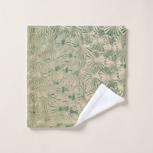 Green and white floral textile wash cloth