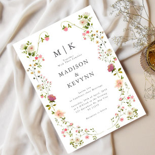 Green and White Floral Wedding Invitation