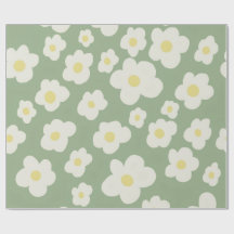 Green and white floral Wrapping Paper