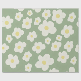 Green and white floral Wrapping Paper