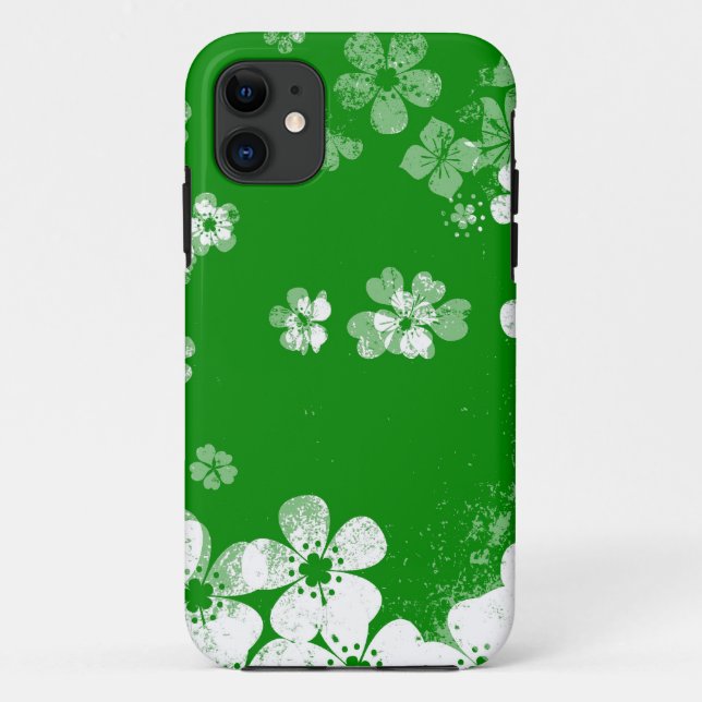 Green and white flower pattern Case-Mate iPhone case (Back)