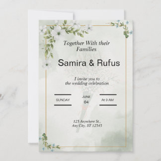 green and white flowers elegant floral wedding inv invitation