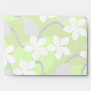 Green and White Flowers. Floral Pattern. Envelopes