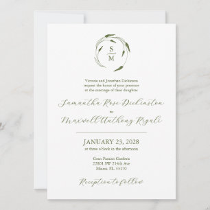 Green and White Formal Wedding Invitation
