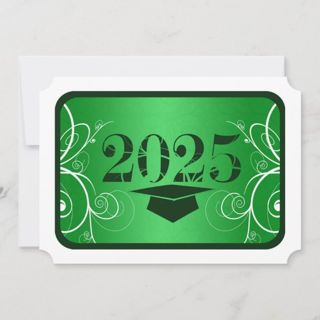 Green and White Frame Graduation Invitation (Front)