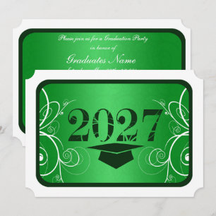 Green and White Frame Graduation Party Invitation