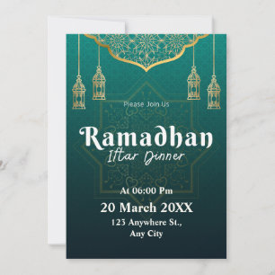 Green and White Geometric Pattern Ramadan  Invitation