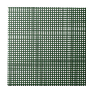 Green and White Gingham Ceramic Tile