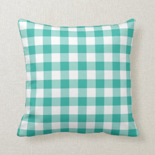 Green And White Gingham Check Pattern Cushion
