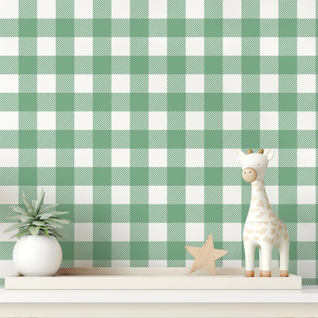 Green and White Gingham Chequered Wallpaper (Creator Uploaded)