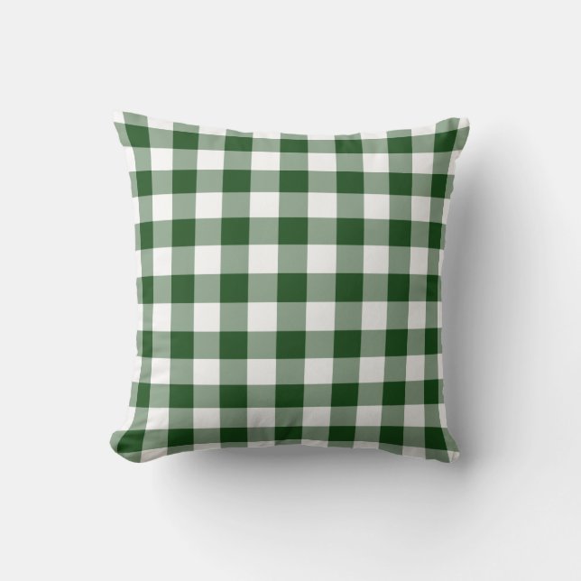Green and White Gingham Pattern Cushion (Front)