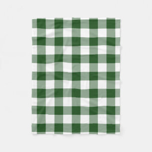 Green and White Gingham Pattern Fleece Blanket