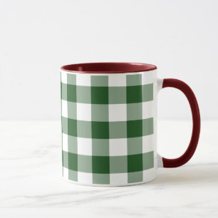 Green and White Gingham Pattern Mug
