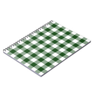 Green and White Gingham Pattern Notebook
