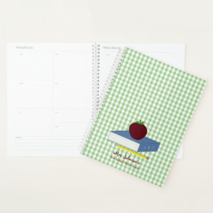 Green And White Gingham Teacher Planner