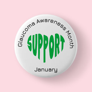 Green And White Glaucoma Awareness Month 6 Cm Round Badge
