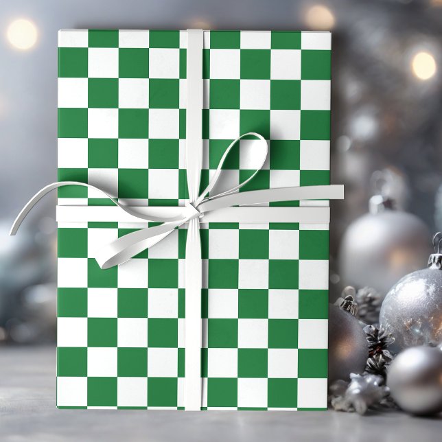 Green and White Holiday Check Wrapping Paper (Creator Uploaded)