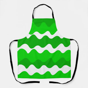 Green and white horizontal waves pattern apron