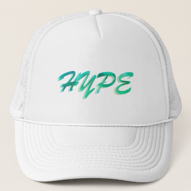 Green and White Hype  Trucker Hat (Front)