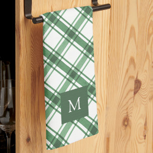 Green and White Kitchen Towels