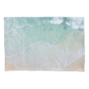 Green And White Lace Beach Sand and Seashore Pillowcase