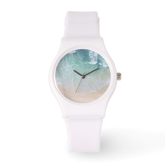 Green And White Lace Beach Sand and Seashore Watch (Front)