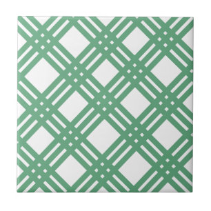 Green and White Lattice Ceramic Tile