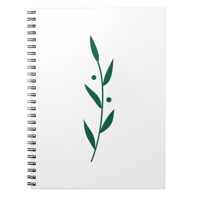 Green and White Leaf Branch Clean Botanical  Notebook (Front)