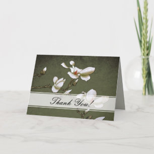 Green and White Magnolia Thank you Card