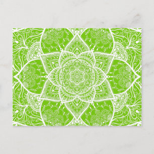 Green and White Mandala - Loergann in Ginkgo Postcard