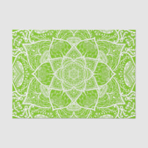 Green and White Mandala - Loergann in Ginkgo Tissue Paper