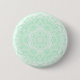Green and White Mandala - Loergann in Jade 6 Cm Round Badge