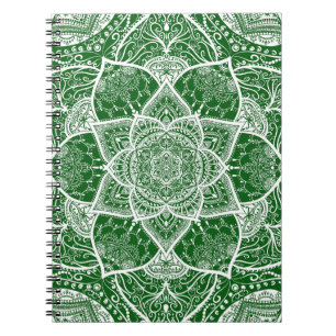 Green and White Mandala - Loergann in Moringa Notebook
