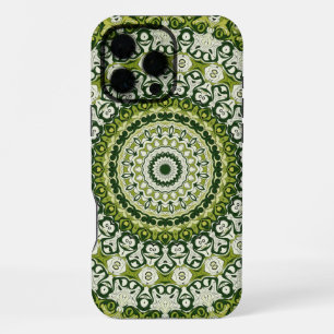 Green and White Mandala Pattern Design iPhone 16 Pro Max Case