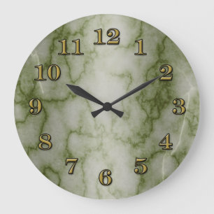 Green and White Marble Large Clock