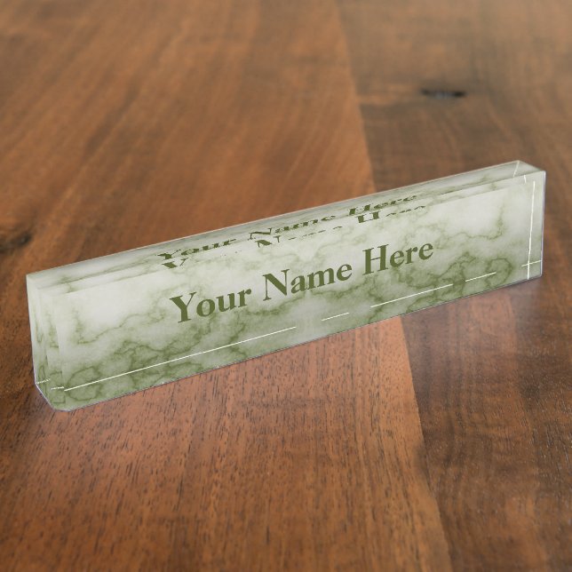 Green and White Marble Nameplate (Side)